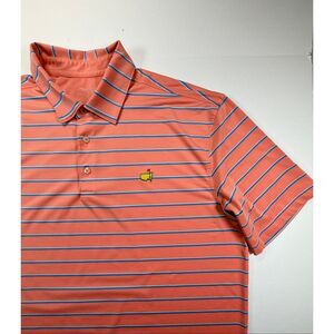 Masters Tech Golf Polo XL Orange Performance Augusta Embroidered Logo Shirt EUC!